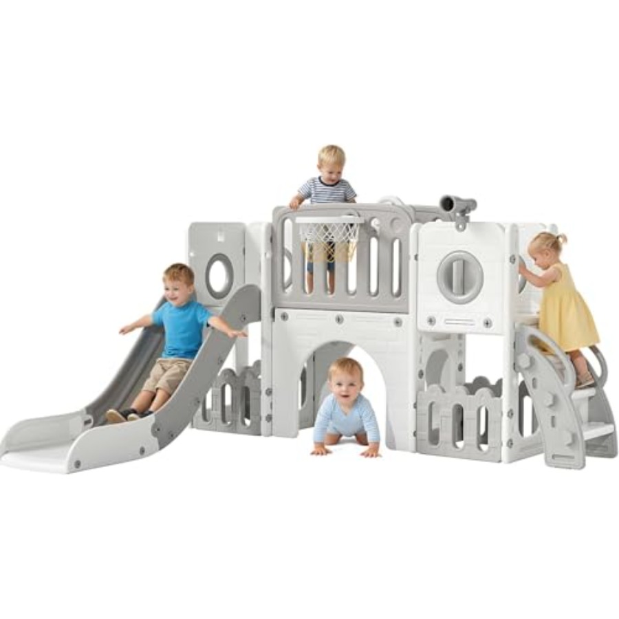 Kids Outdoor Playground - 9 in 1 Toddler Slide Set,