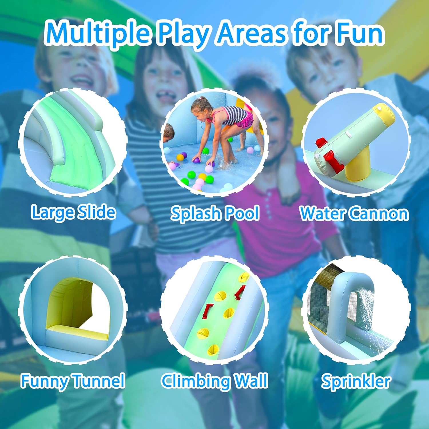 6-in-1 Inflatable Kids Bounce  - Kids Outdoor Inflatable Water Slide ulasan dan harga