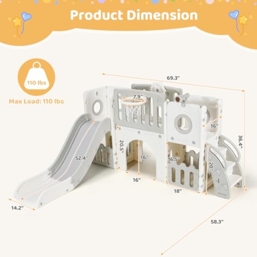 9 in 1 Toddler Slide Set, Larg - Kids Outdoor Playground ulasan dan harga