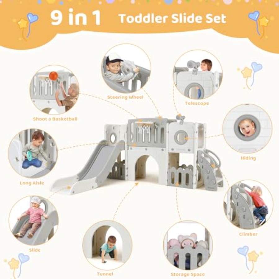 9 in 1 Toddler Slide Set, Larg - Kids Outdoor Playground ulasan dan harga