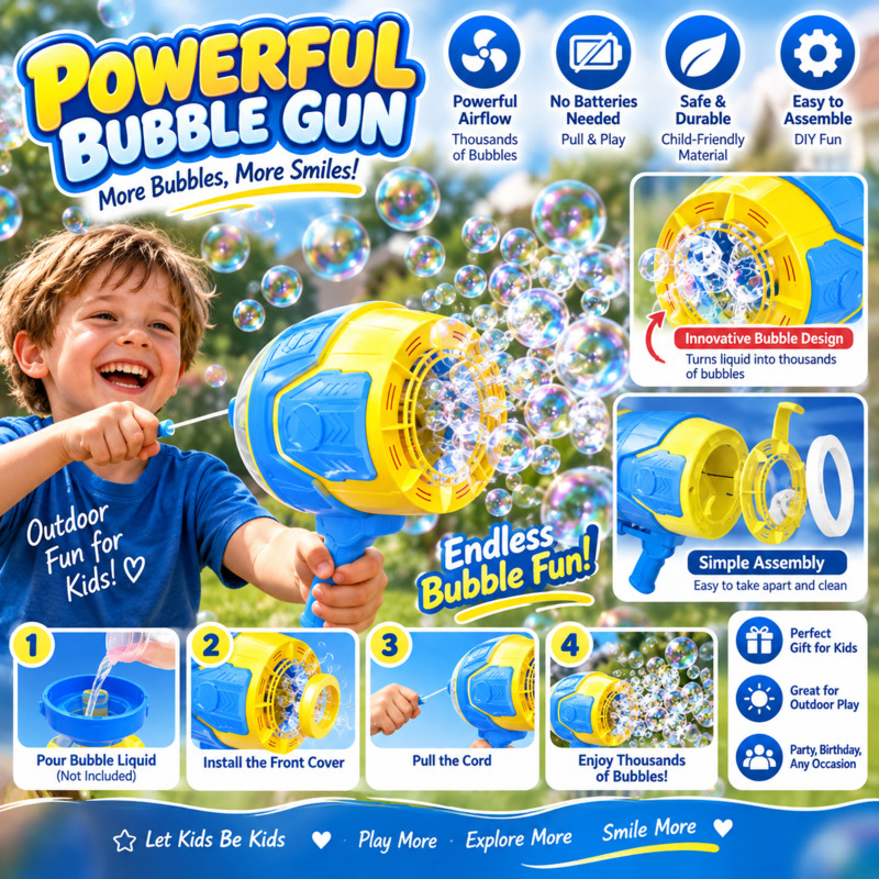 Battery Free Bubble Gun Machin - Kids Outdoor Easter Gifts ulasan dan harga
