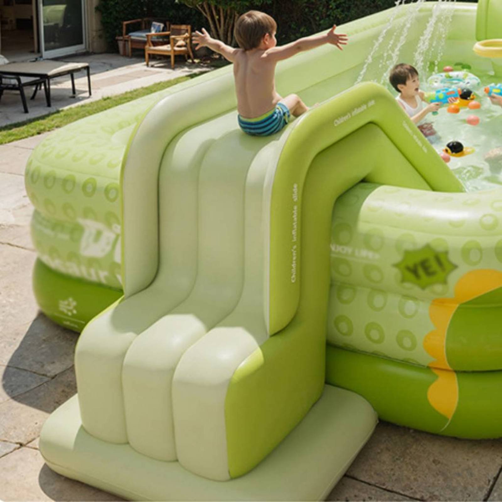 Inflatable Pool Slide Foldable - Kids Outdoor Inflatable Water Slide ulasan dan harga