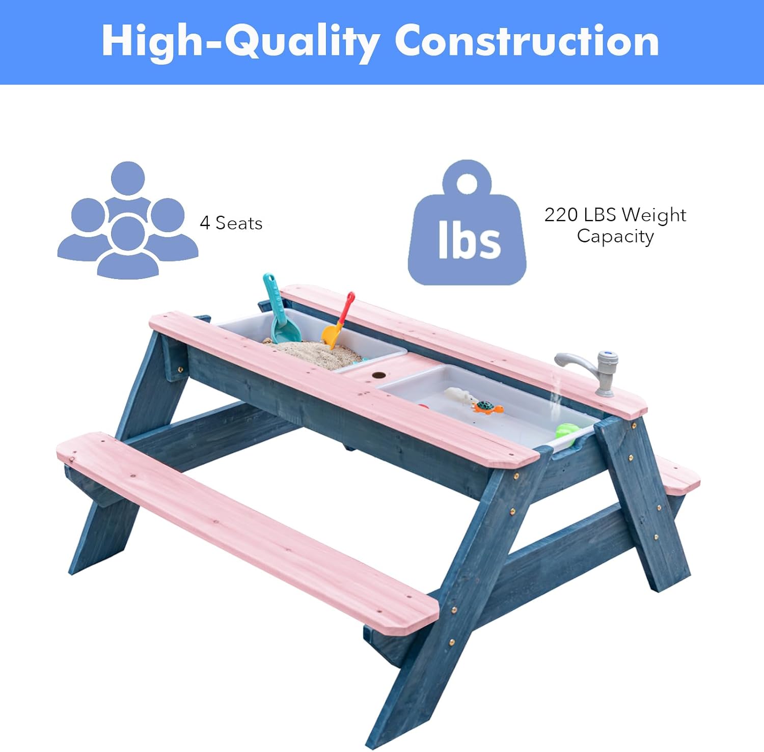 Kids 3-in-1 Sand & Water Table - Kids Outdoor Table With Umbrella ulasan dan harga
