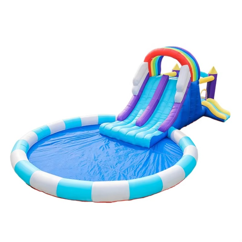 Giant Rainbow Inflatable Water - Kids Outdoor Inflatable Water Slide ulasan dan harga