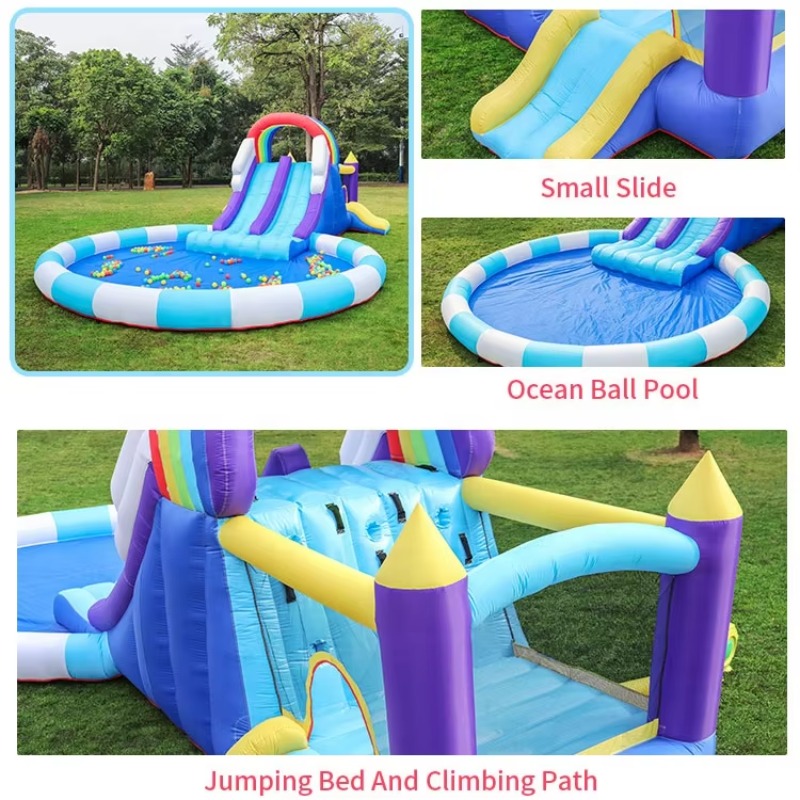 Giant Rainbow Inflatable Water - Kids Outdoor Inflatable Water Slide ulasan dan harga