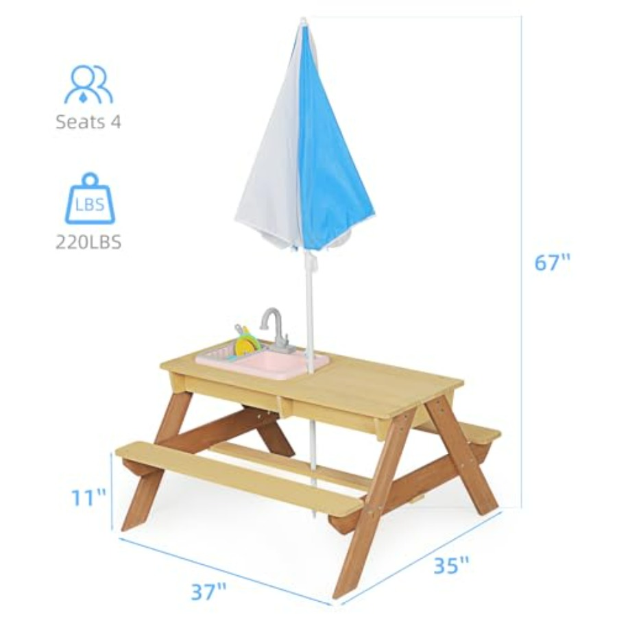 Outdoor kids picnic table with - Kids Outdoor Table With Umbrella ulasan dan harga