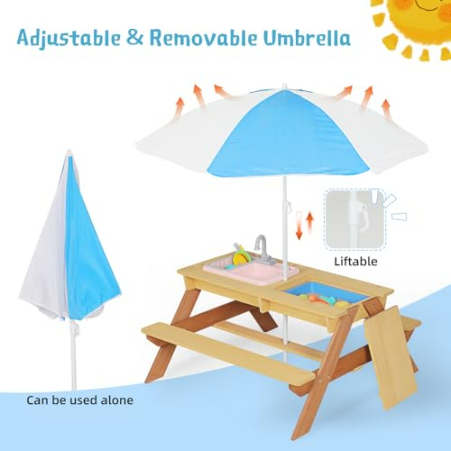 Outdoor kids picnic table with - Kids Outdoor Table With Umbrella ulasan dan harga