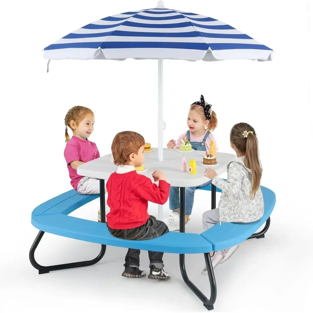 8-Person Kids Picnic Table wit - Kids Outdoor Table With Umbrella ulasan dan harga