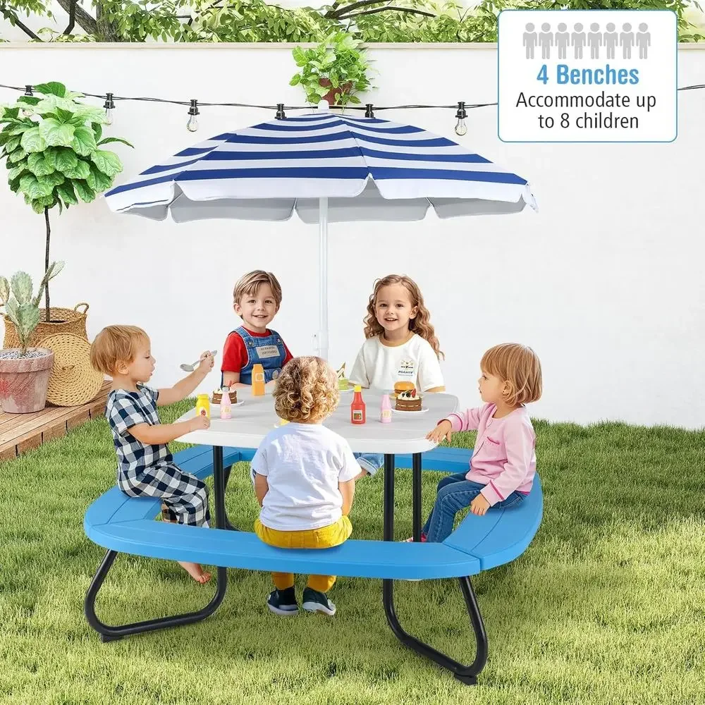 8-Person Kids Picnic Table wit - Kids Outdoor Table With Umbrella ulasan dan harga