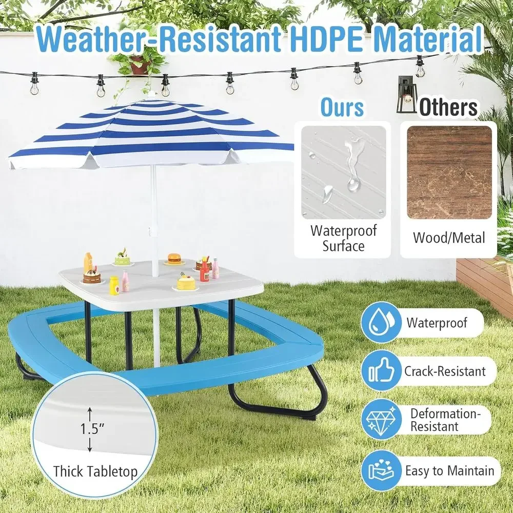 8-Person Kids Picnic Table wit - Kids Outdoor Table With Umbrella ulasan dan harga