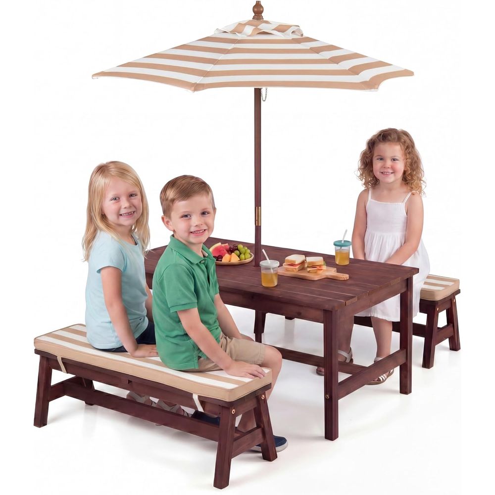 Kids Picnic Table, Large 42“x  - Kids Outdoor Table With Umbrella ulasan dan harga