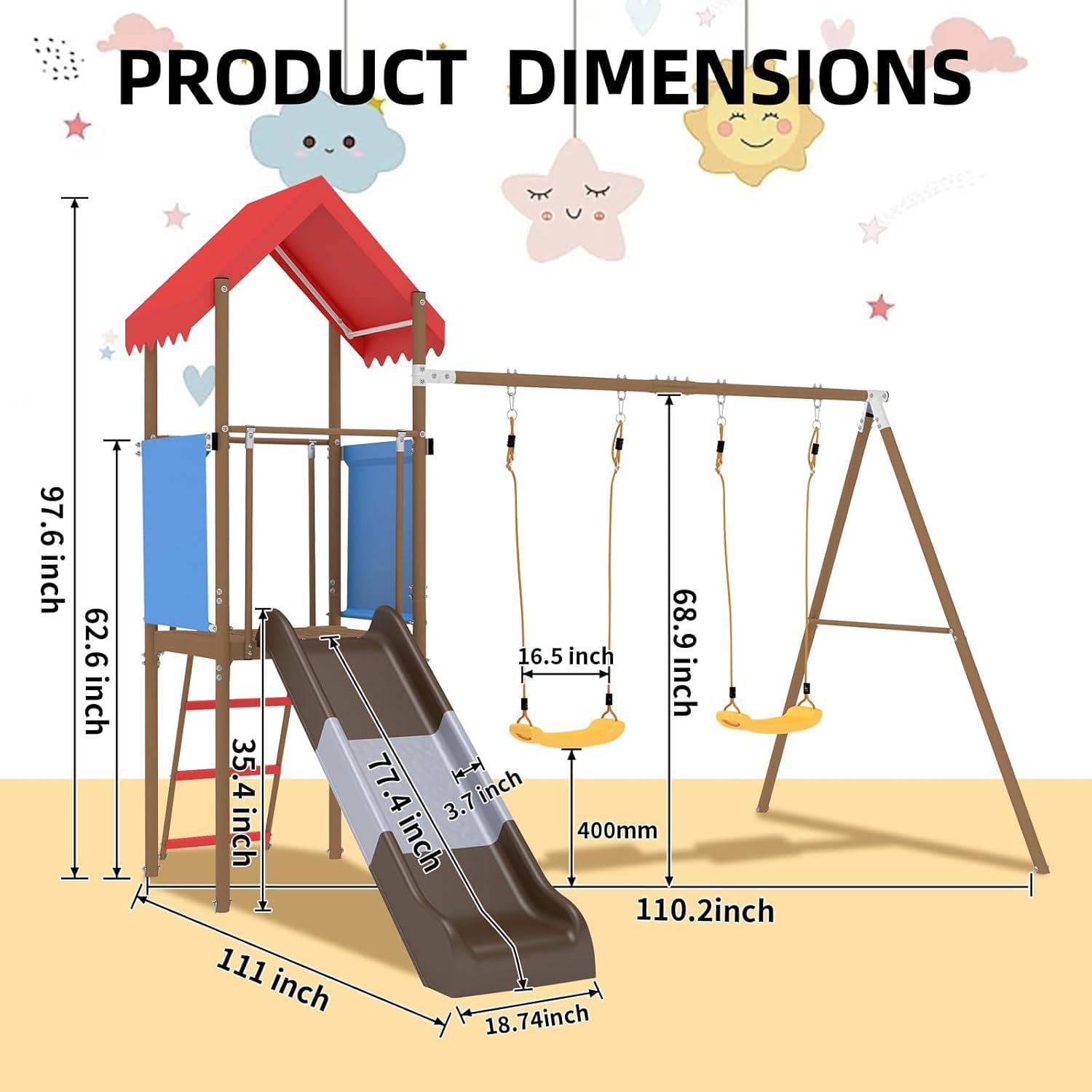 Metal Swing Set for Kids with  - Kids Outdoor Slide Set ulasan dan harga