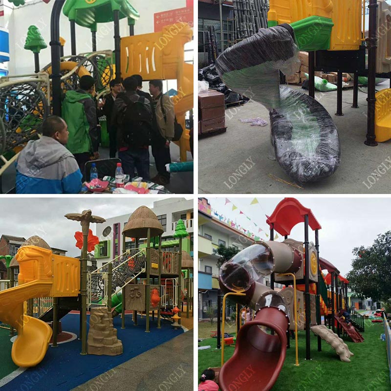 Commercial Plastic Slide 450x2 - Kids Outdoor Playground ulasan dan harga