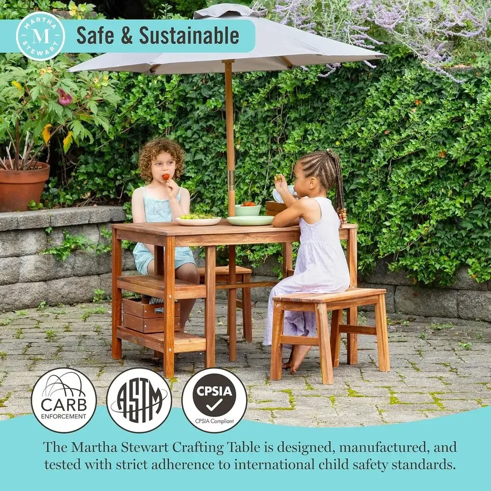 Kids Outdoor Crat Table, Bench - Kids Outdoor Table With Umbrella ulasan dan harga
