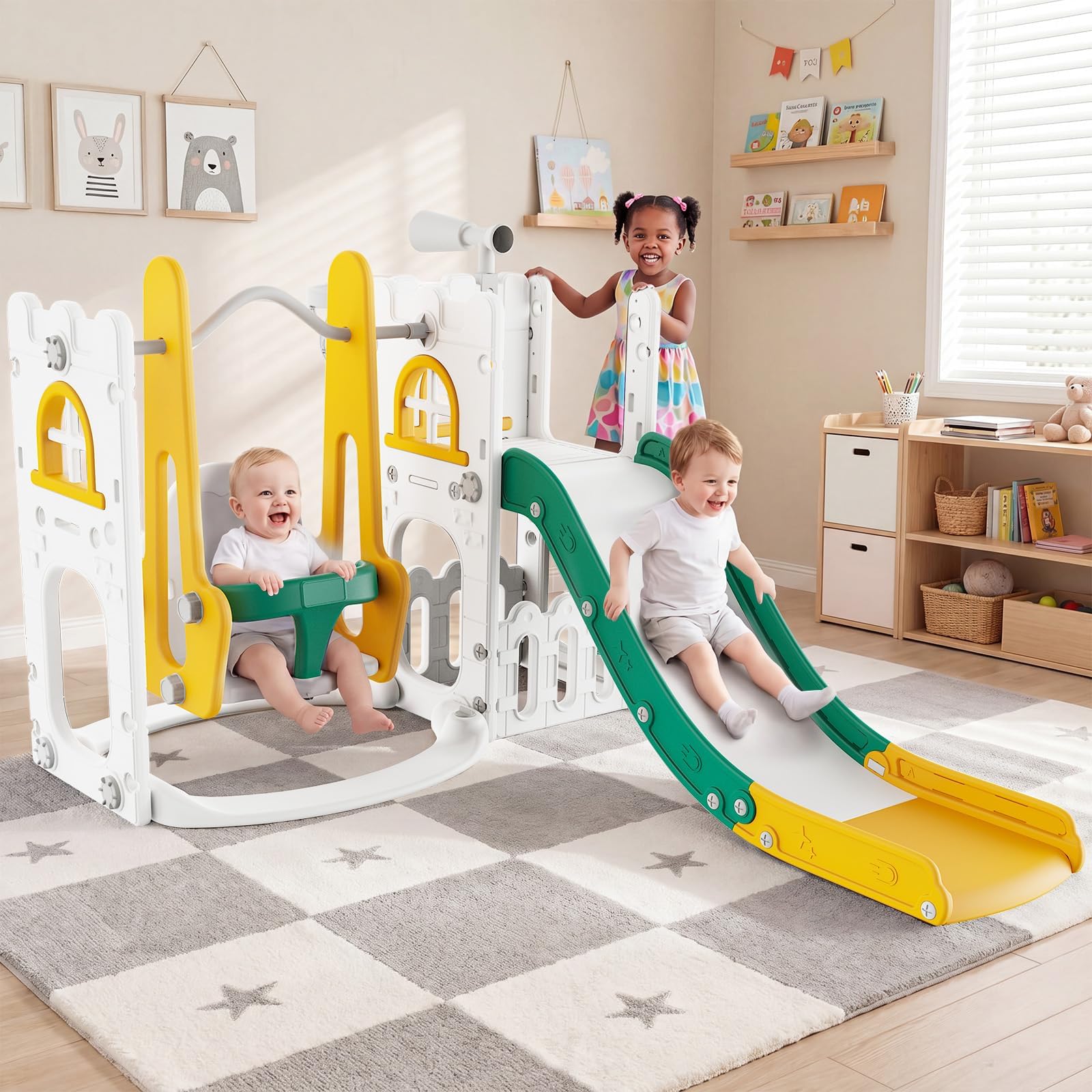 7 in 1 Toddler Slide And Swing - Kids Outdoor Slide Set ulasan dan harga