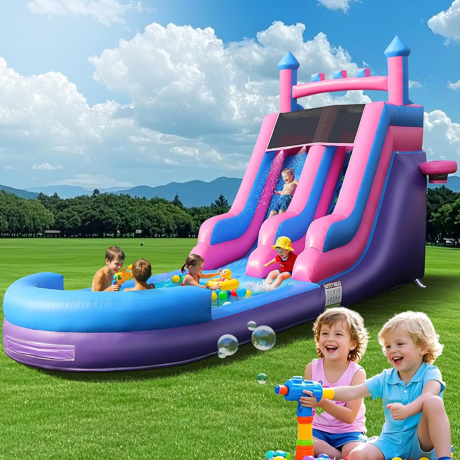 26.2 FT Heavy Duty Inflatable  - Kids Outdoor Inflatable Water Slide ulasan dan harga