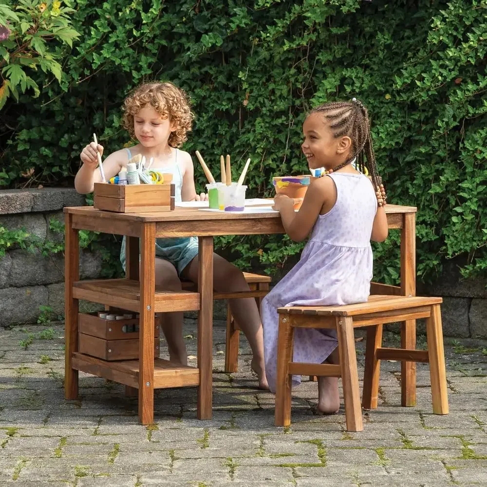 Kids Outdoor Crat Table and 2  - Kids Outdoor Wooden Table ulasan dan harga