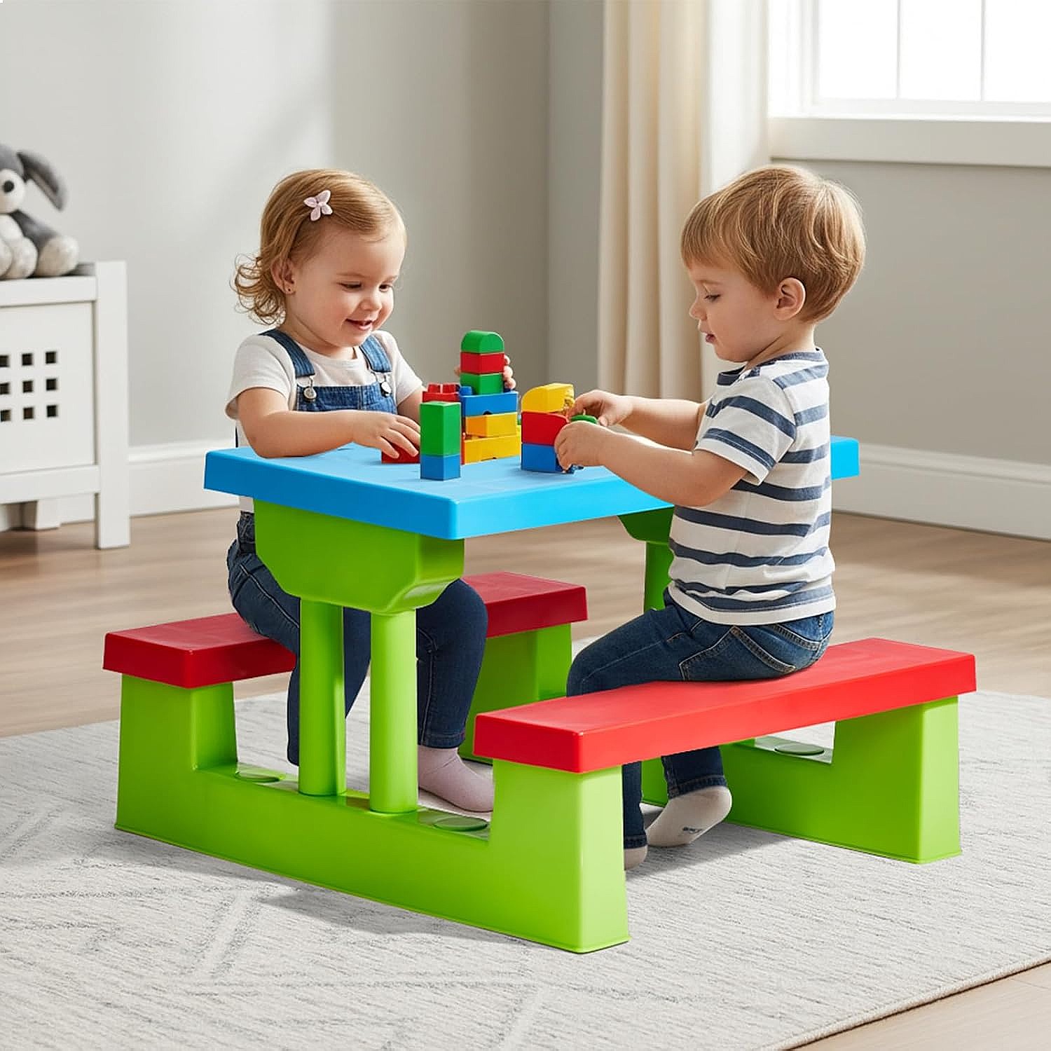 JOYMOR Kids Picnic Table with  - Kids Outdoor Table With Umbrella ulasan dan harga