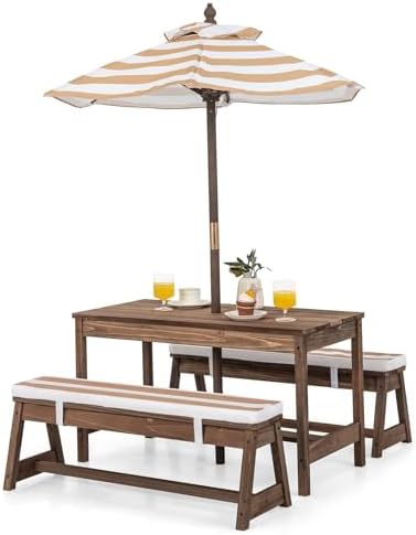 Kids Picnic Table, Outdoor Woo - Kids Outdoor Table With Umbrella ulasan dan harga