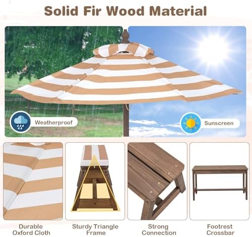Kids Picnic Table, Outdoor Woo - Kids Outdoor Table With Umbrella ulasan dan harga