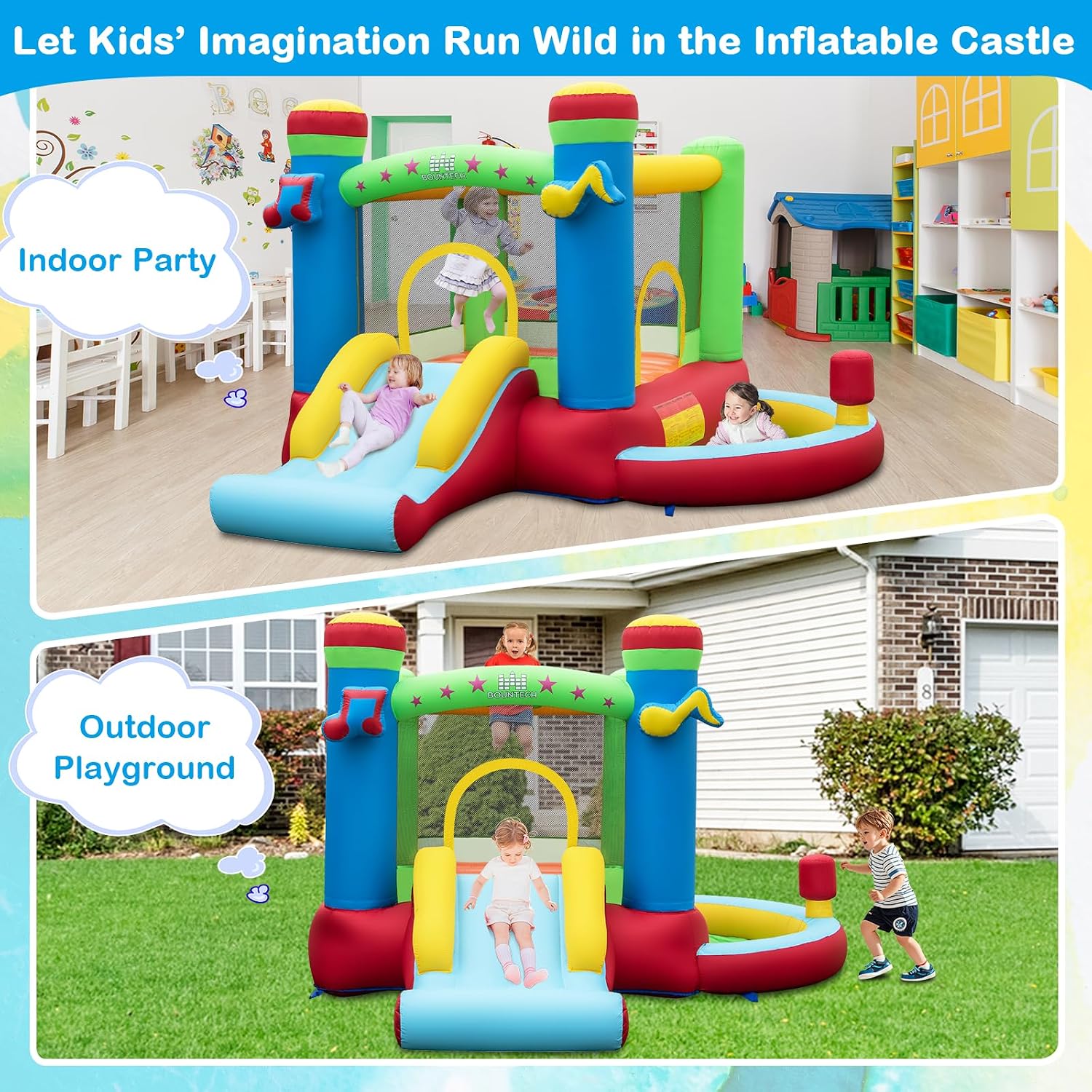Inflatable Bounce House with B - Kids Outdoor Jump House ulasan dan harga