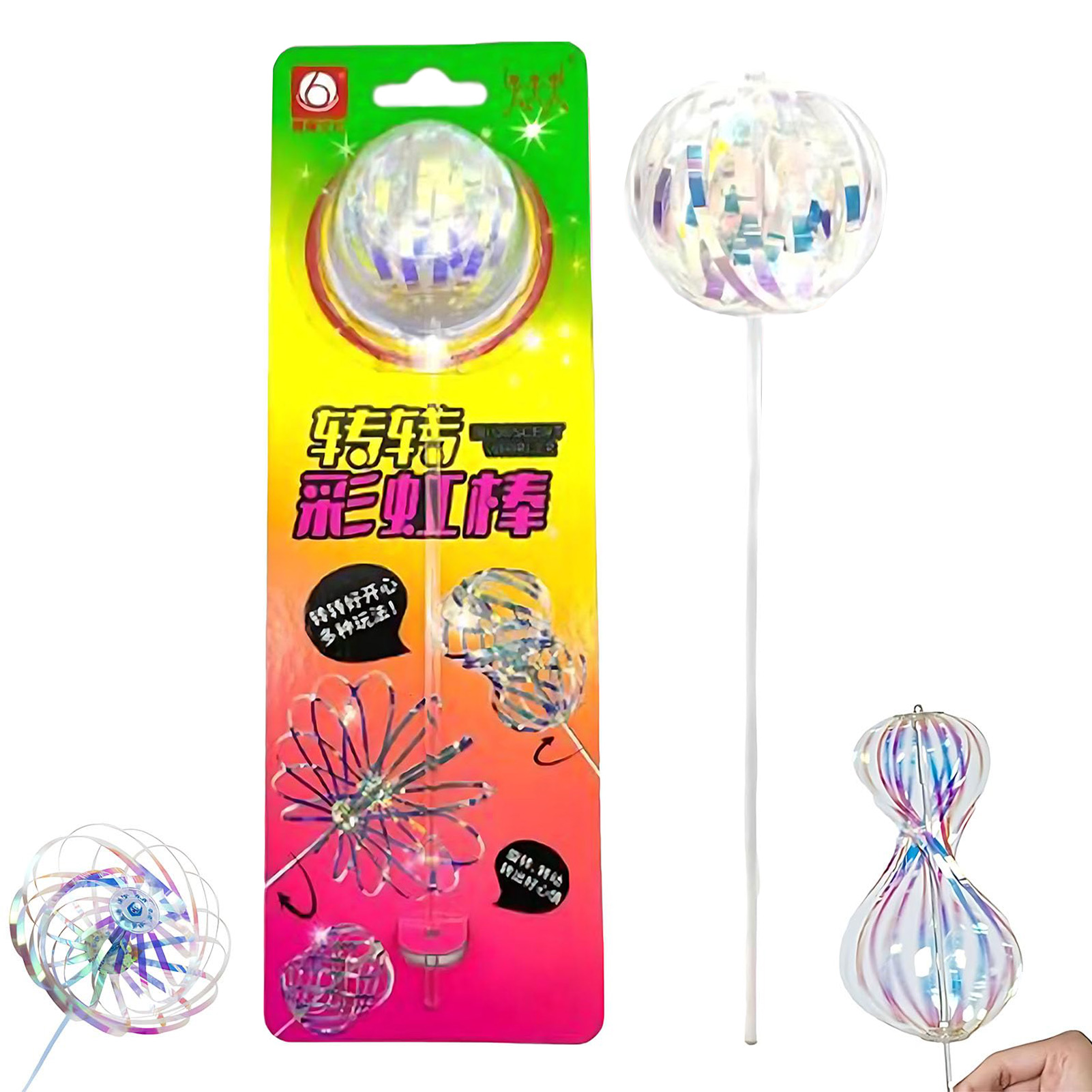 Rainbow Twirler Stick Spinner  - Bubble Sword Wand ulasan dan harga