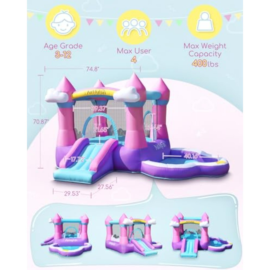Pink inflatable bounce house f - Kids Outdoor Inflatable Water Slide ulasan dan harga