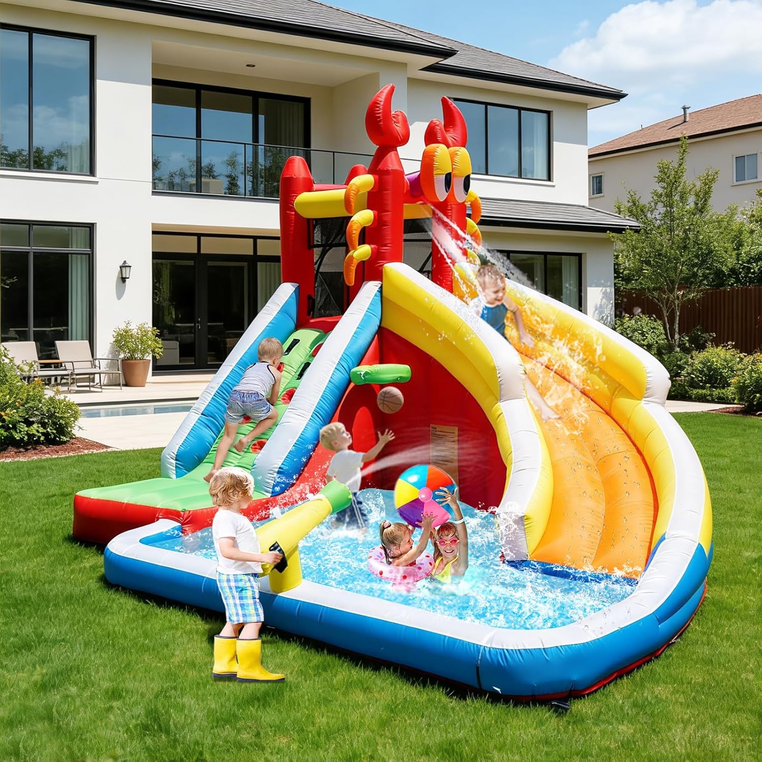 Large Inflatable Bounce House  - Kids Outdoor Inflatable Water Slide ulasan dan harga