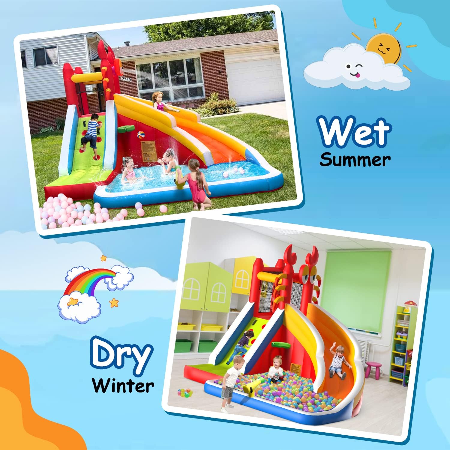 Large Inflatable Bounce House  - Kids Outdoor Inflatable Water Slide ulasan dan harga