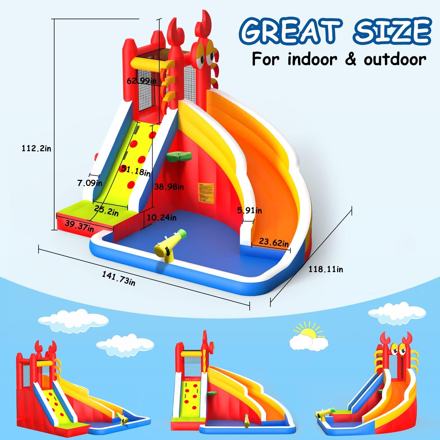 Large Inflatable Bounce House  - Kids Outdoor Inflatable Water Slide ulasan dan harga