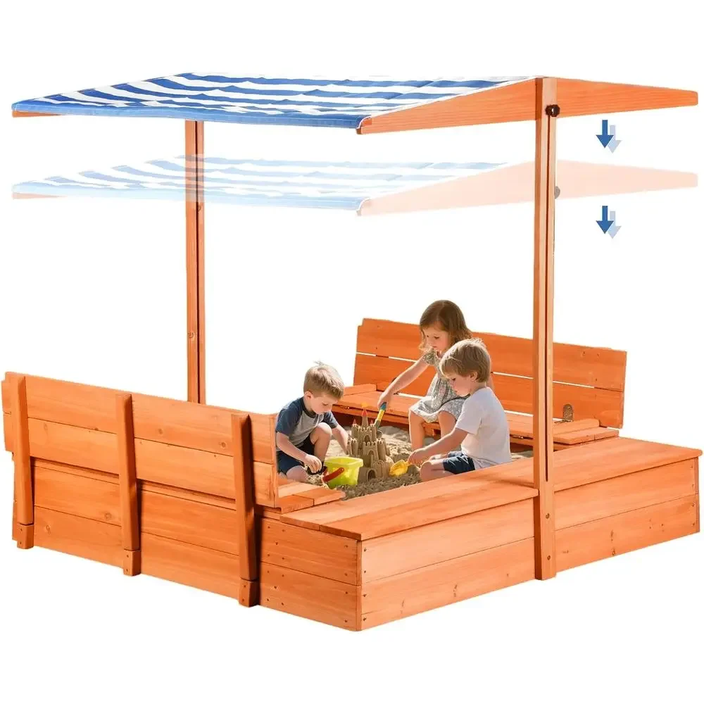 Kids Wooden Outdoor Sandbox wi - Kids Outdoor Bench Table ulasan dan harga