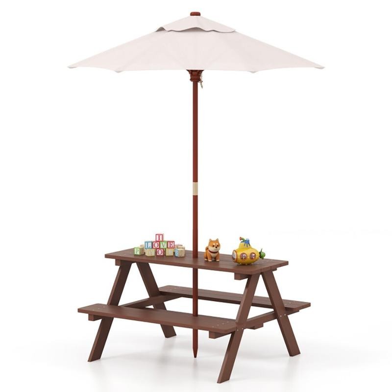 Outdoor 4-Seat Kids Picnic Tab - Kids Outdoor Table With Umbrella ulasan dan harga