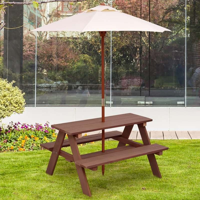 Outdoor 4-Seat Kids Picnic Tab - Kids Outdoor Table With Umbrella ulasan dan harga