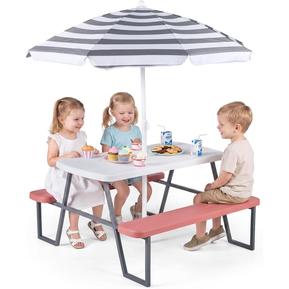 Kids Picnic Table, Toddler Out - Kids Outdoor Table With Umbrella ulasan dan harga