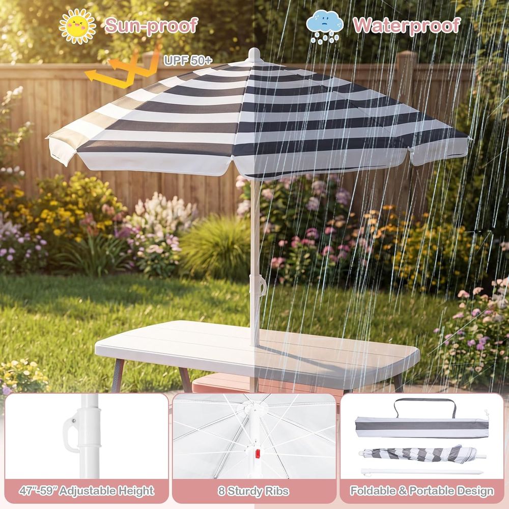 Kids Picnic Table, Toddler Out - Kids Outdoor Table With Umbrella ulasan dan harga